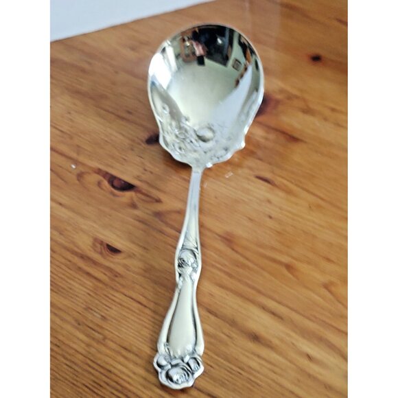 Antique 1847 Rogers Bros American Beauty Rose Silverplate Casserole Spoon 8.8" - Picture 9 of 10
